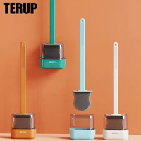 terup silicone toilet brush soft tpr cleaning tools with holder flat head flexible bristles brush drainable bathroom accessories