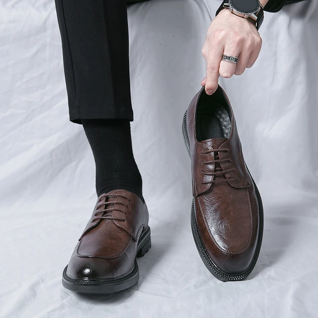 Genuine Cow Leather Brogue Wedding Business Men Casual Flats Vintage Handmade Oxford Shoes For Men Black Burgundy 2023 6