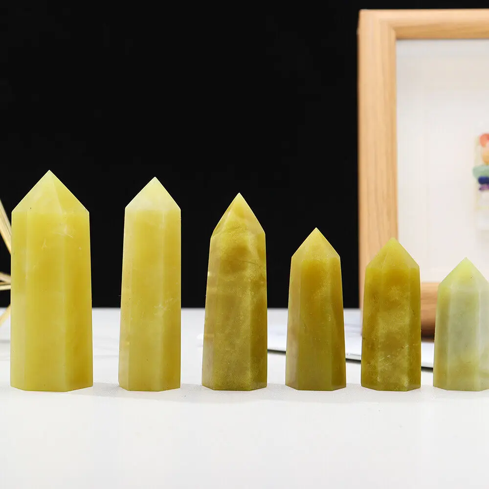 

Natural Serpentine Obelisk Polished Magic Point Tower Gemstone Crystal Jade Healing Treatment Stones for House Room Collections