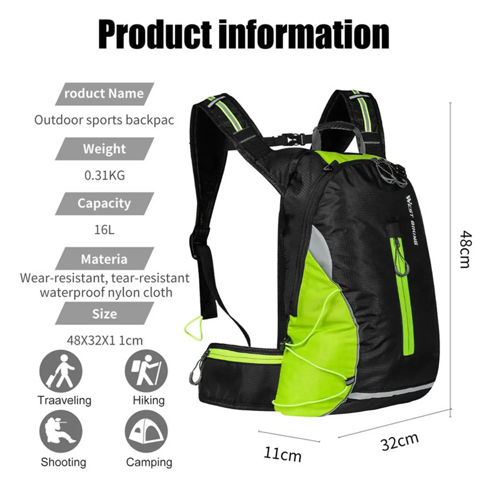 Multifunction Cycling Knapsack Camping Lightweight Sports Bicycle Hiking