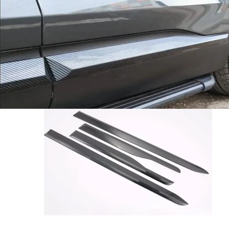 

Для Hyundai Santa Fe 2019-2021 2022 2023, боковая полоса на дверь из углеродного волокна, юбка для кузова, молдинг, наклейка, аксессуары, Стайлинг автомобиля