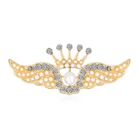 tulx rhinestone angel wings brooch women sparkling crown jewelry gift feather brooches party casual brooch pin gifts