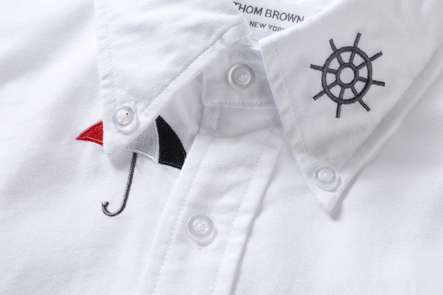 TB HOM BRUN Oxford embroidered full-body shirt for men