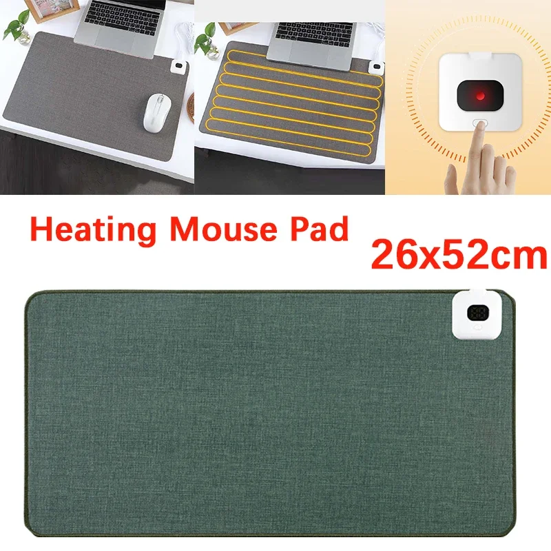 

26x52cm Electric Heat Mouse Pad Table Mat Display Temperature Heating Mouse Pad Keep Warm Hand for Office Computer Desk Keyboard