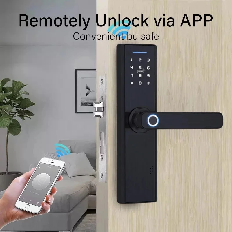 

NEW Wifi Electronic Door Lock With Tuya APP Remotely Fingerprint Door Lock/Password/IC Card Door Lock Fechadura Digital Door
