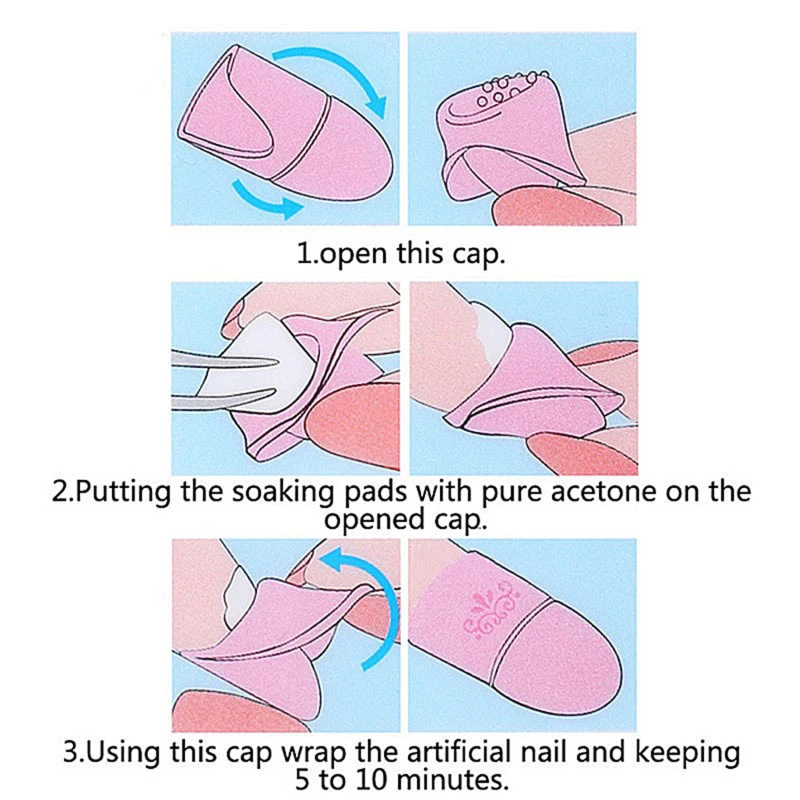 10PCS Nail Polish Clip Soak Off Silicone Cap Gel Lak Remover Wraps Degreaser Cleaner Tips Fingers Varnish Manicure Tools - купить по