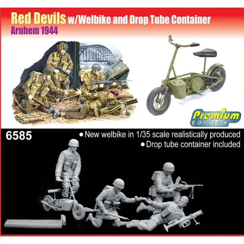 Набор для хобби DRAGON 6585 1/35 Red Devils w/Welbike и контейнер с подвесной трубкой комплект