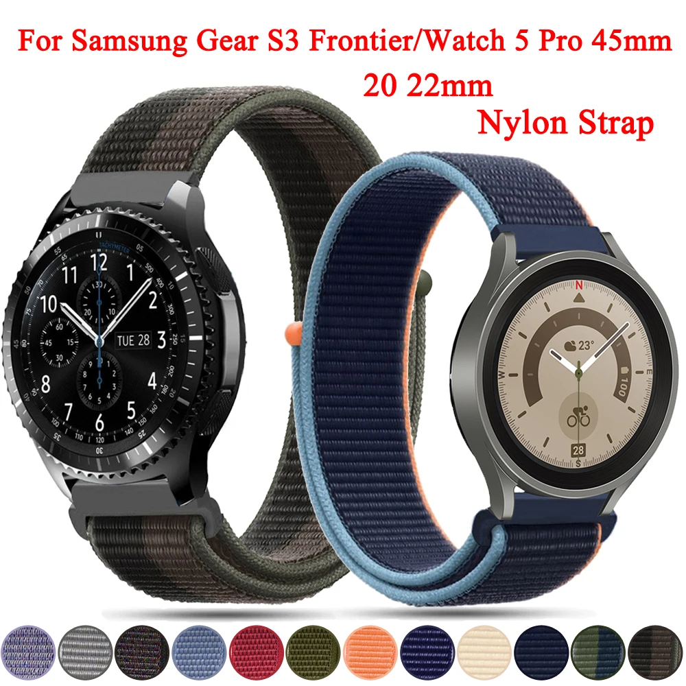 

Ремешок нейлоновый для Samsung Galaxy Watch 4/5 Gear S3 Classic/Frontier Watch 5 Pro, браслет для наручных часов 20 22 мм 45 мм 40 44 мм