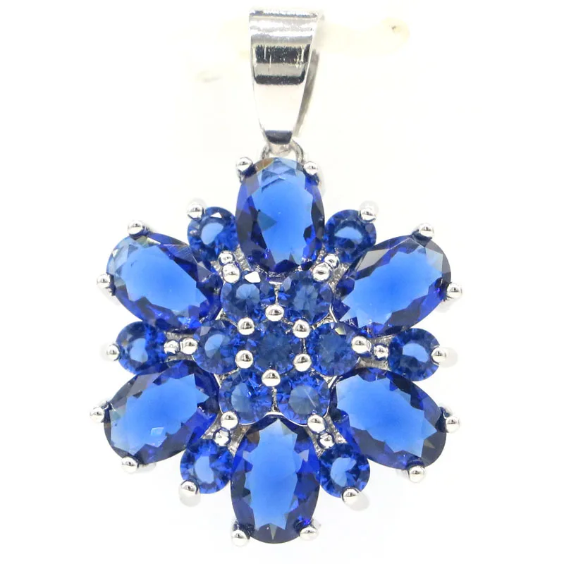 

31x21mm Pretty Flowers Shape Tanzanite Fashion Jewelry 925 Silver Pendant