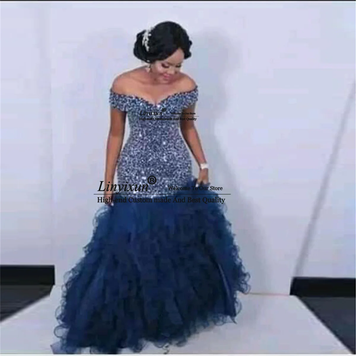 

Женское вечернее платье-русалка, Бордовое платье с вышивкой и кисточками, с высоким воротником и золотистой кружевной аппликацией, с открытой спиной, для выпускного вечера