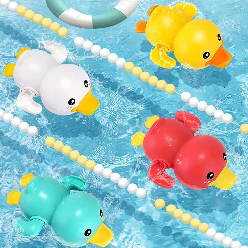

Bathroom Bath Toys For Babies Children Play Water Little Yellow Duck Swimming Clockwork Float Squeeze Bathtub Toy Gifts For Kids