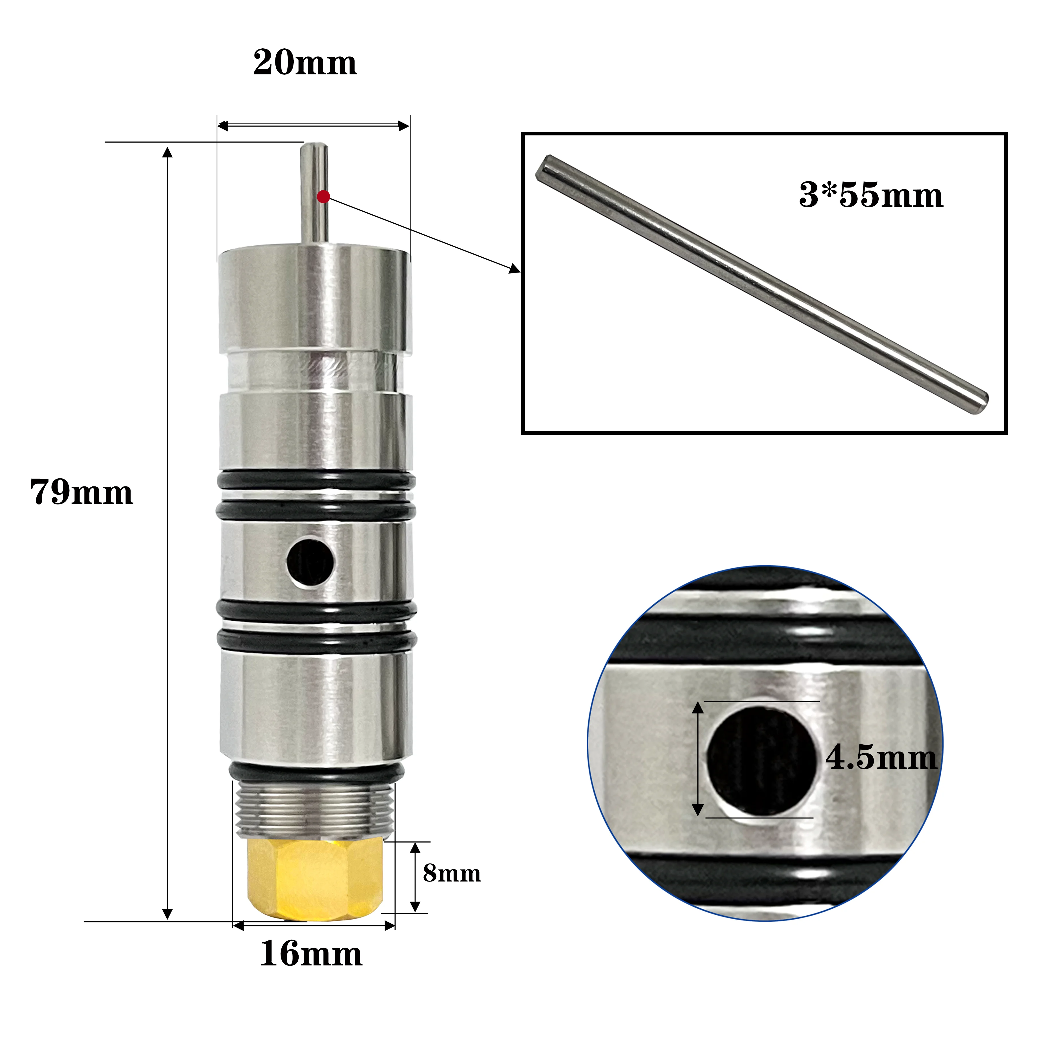 

M16*1 Air Outlet Adapter Z Valve Regulator Head Stainless Steel Regulating Valve for HPA Air Tank