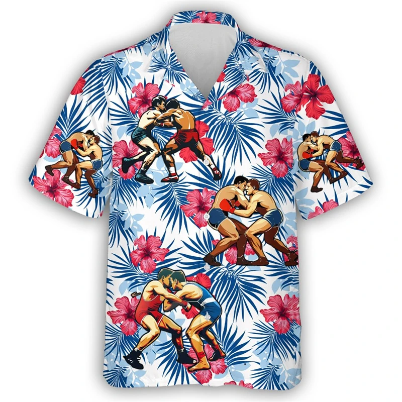 Маска для Реслинга Гавайские пляжные рубашки с 3D принтом Мужская блузка