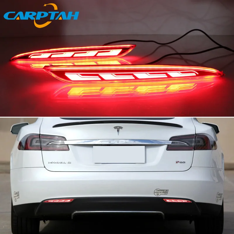 

Светодиодный льные светодиодные задние фонари для Tesla Model S 2012 - 2019 2020 2021, отражатель сигнала поворота, бампер, задние фонари, стоп-сигнал