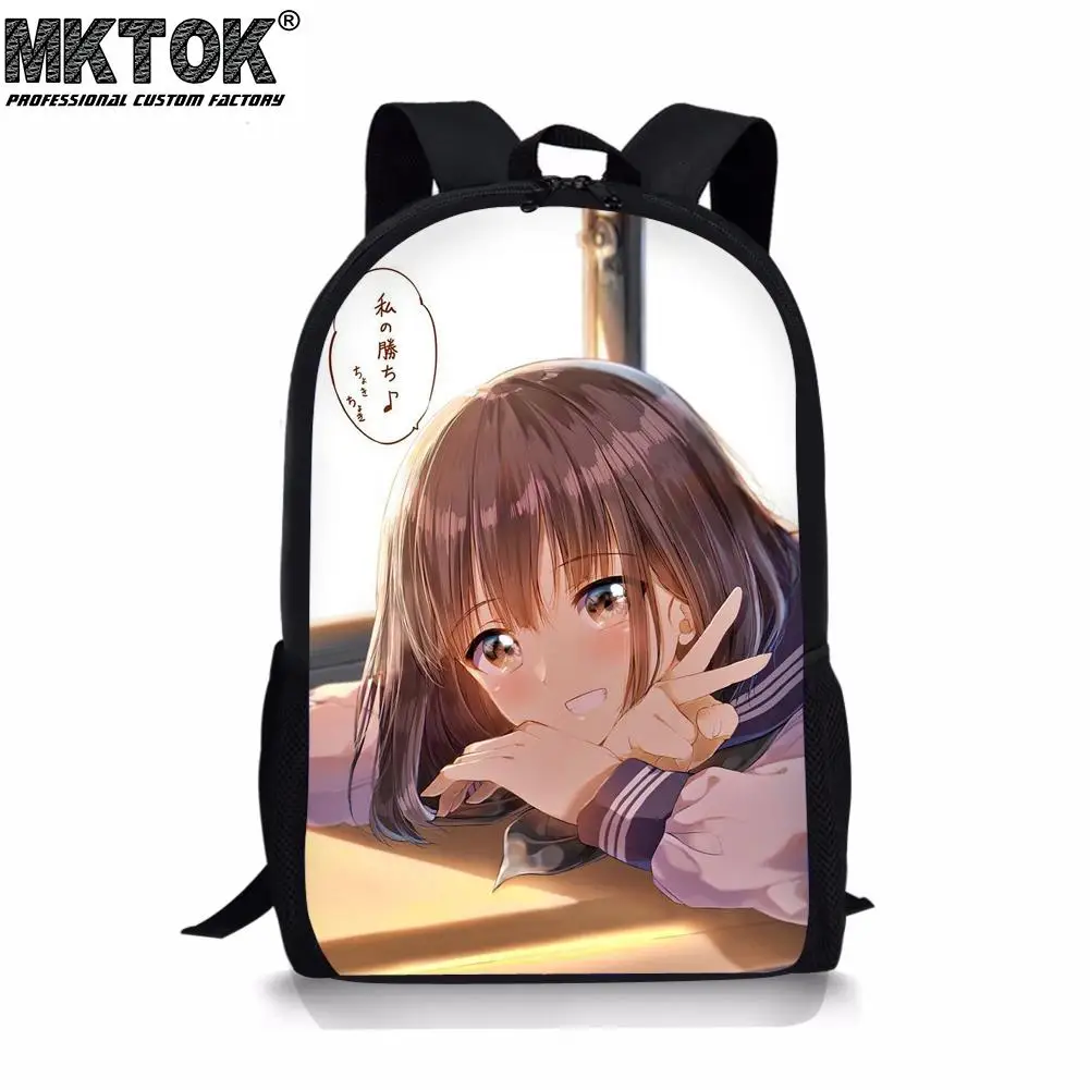 Manga Girl Pattern School Bags Customized Children's Backpack Mochila Femenina Knapsack Gift Free Shipping