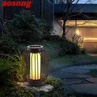 aosong outdoor modern lawn lamp dolomite led vintage solar lighting waterproof ip65 for patio garden indoor lantern decor