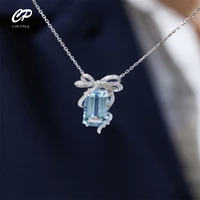 aquamarine necklace womens light luxury niche design blue bow collarbone chain