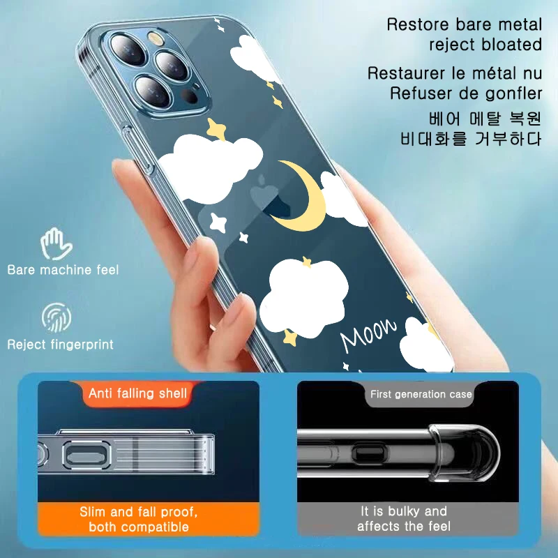 

Colored White Cloud Sky Case for iPhone 12 13 14 11 Pro Max X XS XR 7 8 Plus SE Shock Proof Phone Case Cover