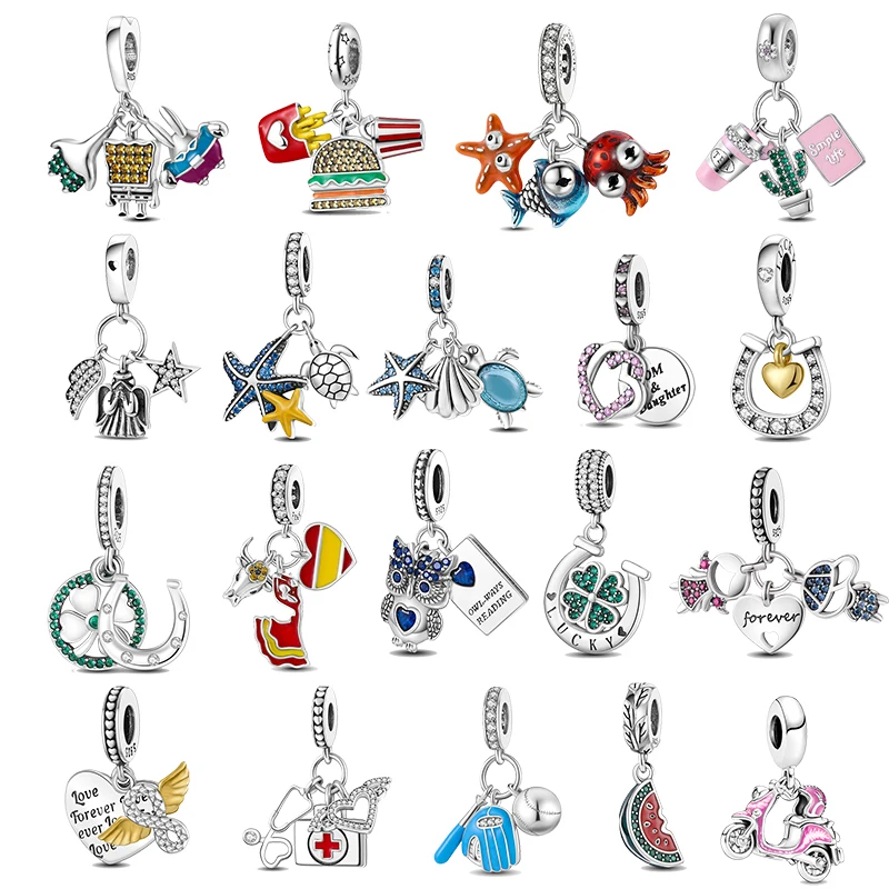 

925 Sterling Silver SpongeBob Patrick Star Charms Fit Pandora 925 Original Bracelet Ocean series Charms for Making Jewelry