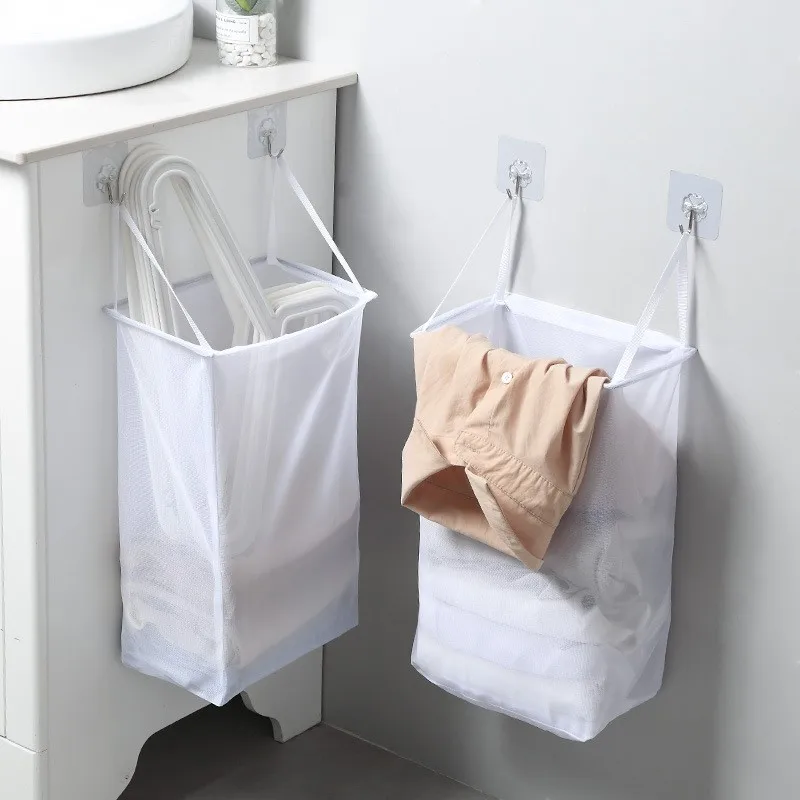 

Foldable Mesh Breathable Laundry Basket Wall-mounted Dirty Clothes Sundries Organizers Kids Baby Toys Storage Organizer Bag Sac