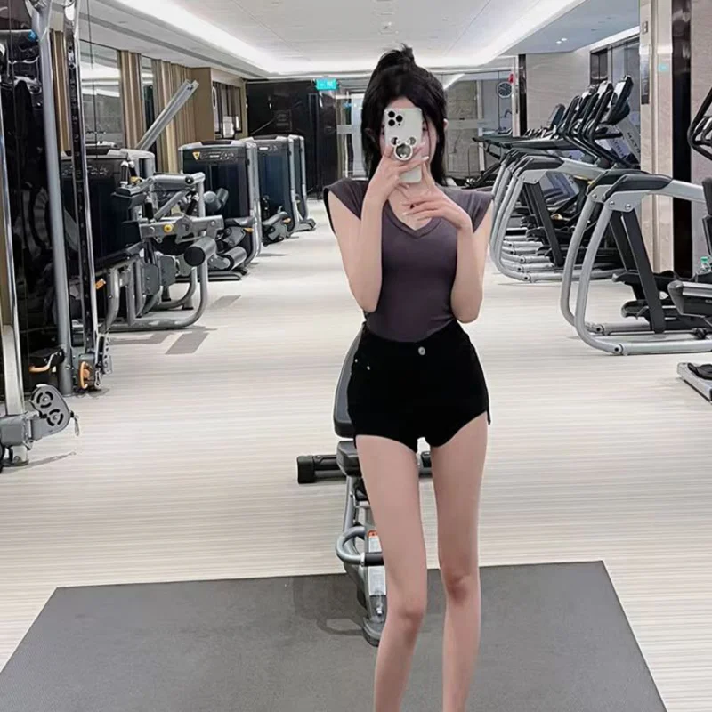 Summer 2023 Women's High-waisted Denim Shorts New Hot Pants Tight Elastic Pants