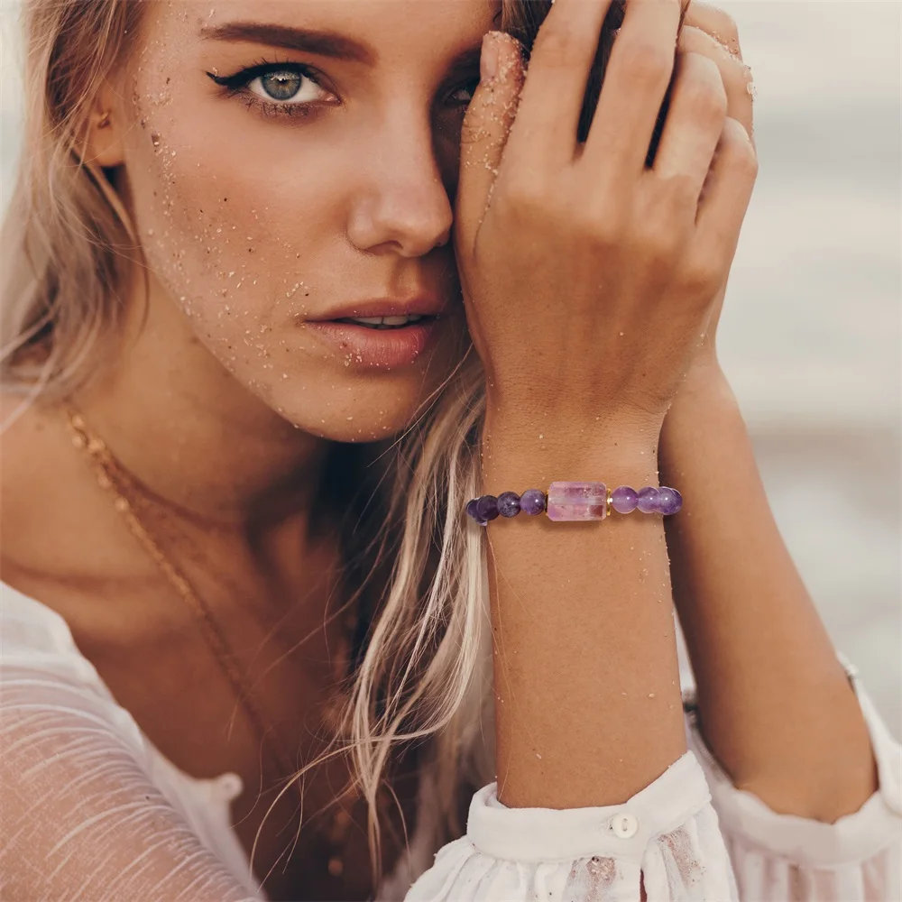 Браслет из бусин Лабрадорита для женщин и мужчин блестящие круглые ювелирные