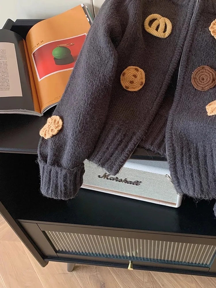 Модный дизайн Sense Детское забавное печенье Вязаный крючком кардиган ручной