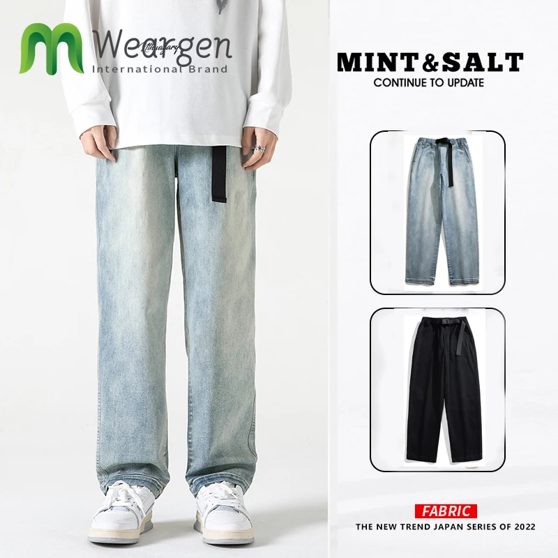 

Men's Jeans Cotton Denim Hip Hop Slack Bottom Joggers Streetwear Blue Pants Hombre Harem Trousers Men ZXK320