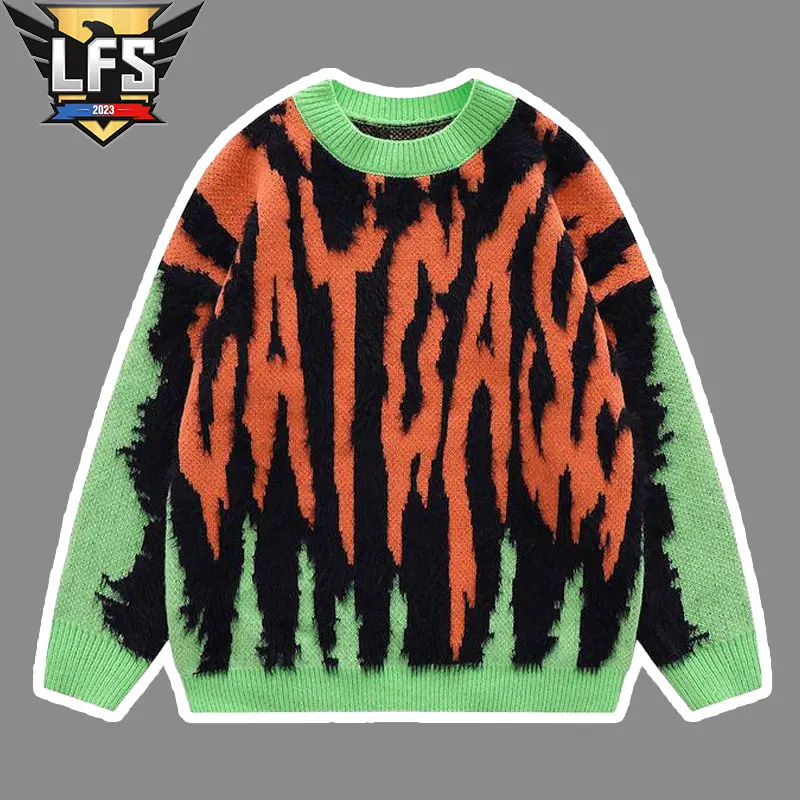 

Осень 2023 Новинка ленивая стильная куртка Ins трендовый мужской свитер индивидуальный парный модный свитер с круглым вырезом Новинка 2023