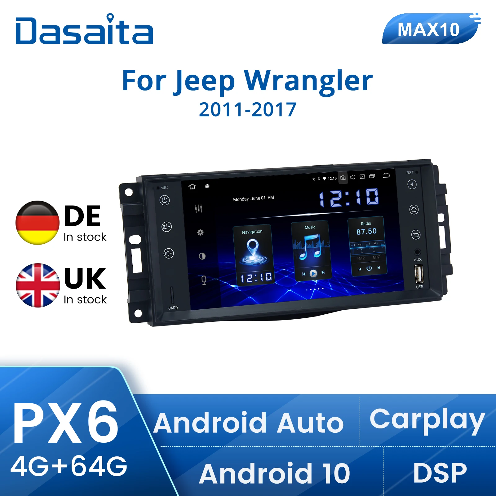 

Dasaita 7" Android 10.0 Car GPS Stereo Radio for Jeep Wrangler Chrysler Dodge Commander Compass Patriot Grand Cherokee Liberty