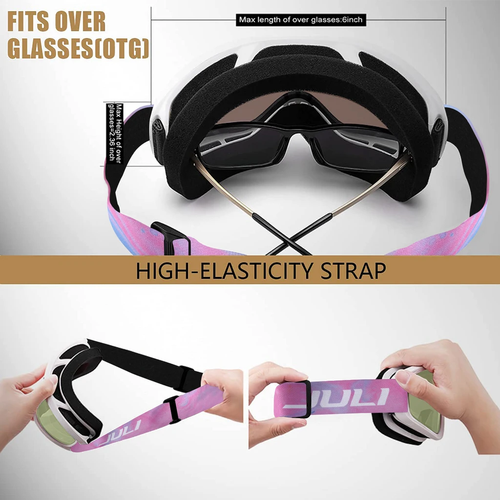 Лыжные очки MAXJULI зимние виды спорта с противотуманными двойными линзами лыжная