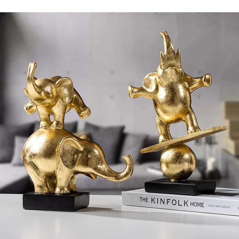 Цирковая трупа акробатический слон золотая статуя украшение для стола