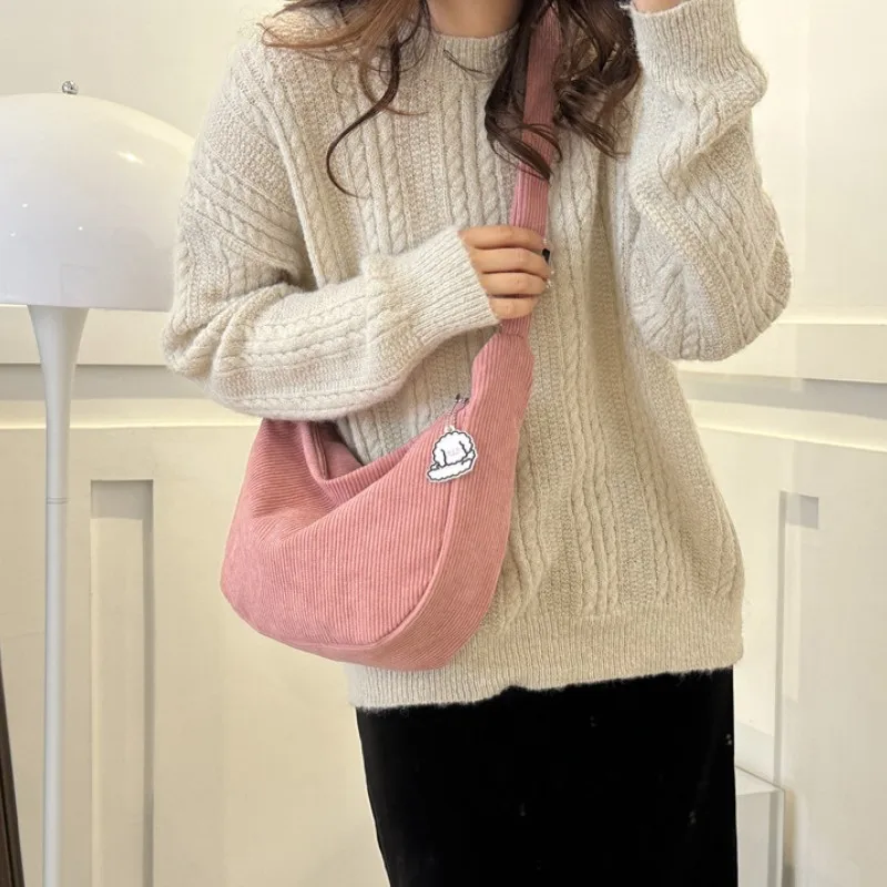 

Corduroy Shoulder Crossbody Bags for Women Large Capacity Handbag Ladies Fashion Solid Color Casual Zipper Messenger Bag Totes