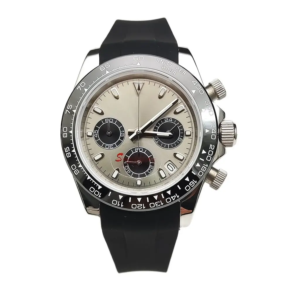 Men's Business Quartz Watch Luxury Chronograph Panda 316L stainless steel waterproof case VK63 movement watch enlarge