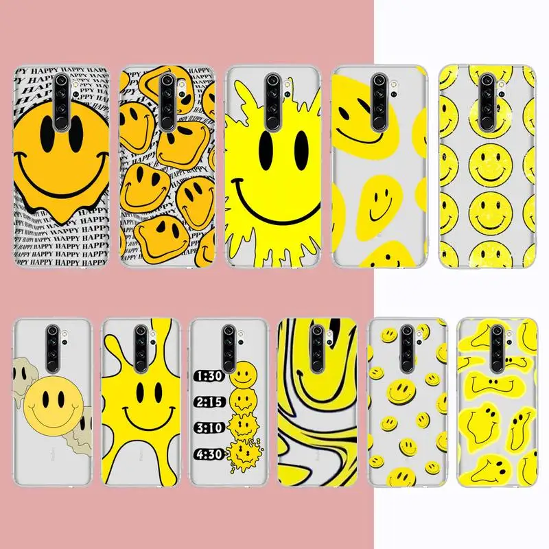 

YNDFCNB Cute funny trippy smiley face Phone Case for Samsung A51 A52 A71 A12 for Redmi 7 9 9A for Huawei Honor8X 10i Clear Case