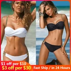 Соблазнительное бикини 2021, однотонный купальник с пуш-ап, женское бикини, купальный костюм с оборками, женский купальник, бикини, женское бикини