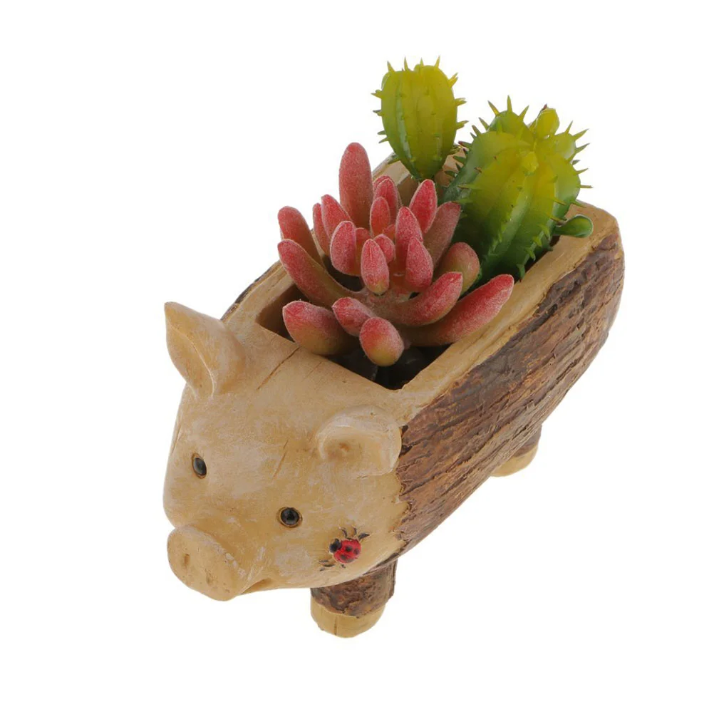 

Ladybug Piggy Stump Flower Sedum Succulent Pot Planter Bonsai Box Plant Bed