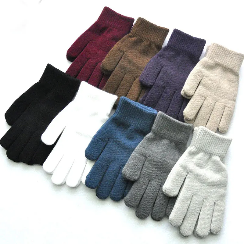

Unisex Gloves Knitted Woolen Thick Warm Cycling Driving Gloves Women Men 1 Pair Windproof Non-slip Solid Color Couple Gloves