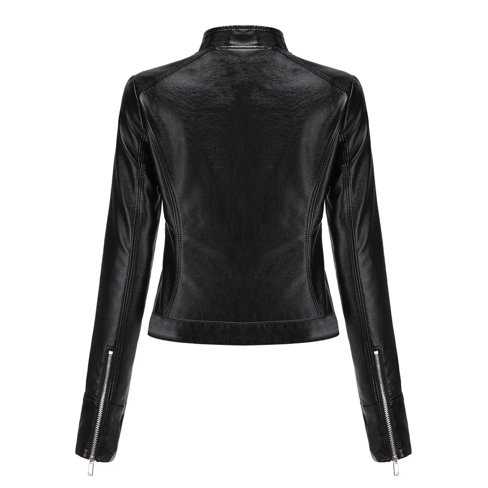 2021 new leather clothes women's short small coat spring and autumn collar women's Leather Jacket Women's thin leather coat