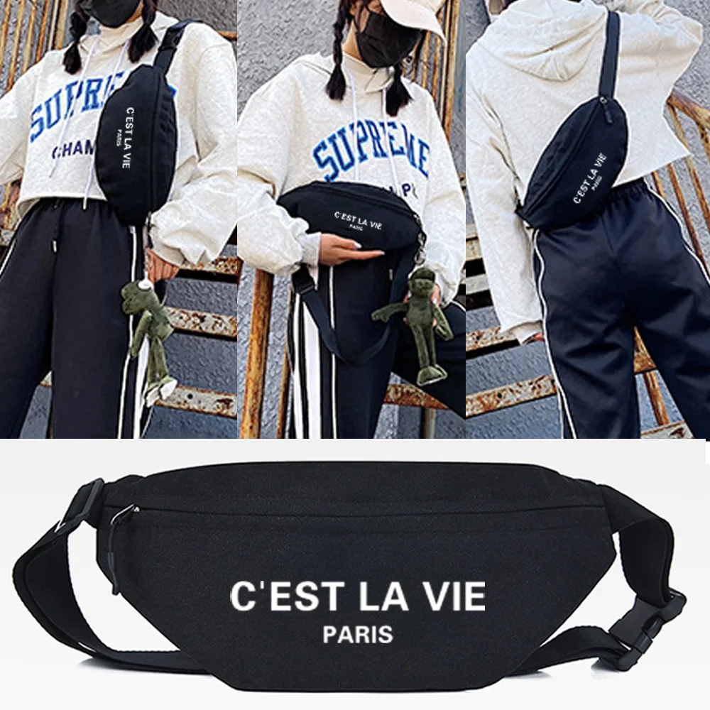 

Letter Print Waist Bag Men and Women Universal Fanny Pack Sports Travel Outdoor Shoulder Chest Bag Crossbody Belt Bag Waist Pack