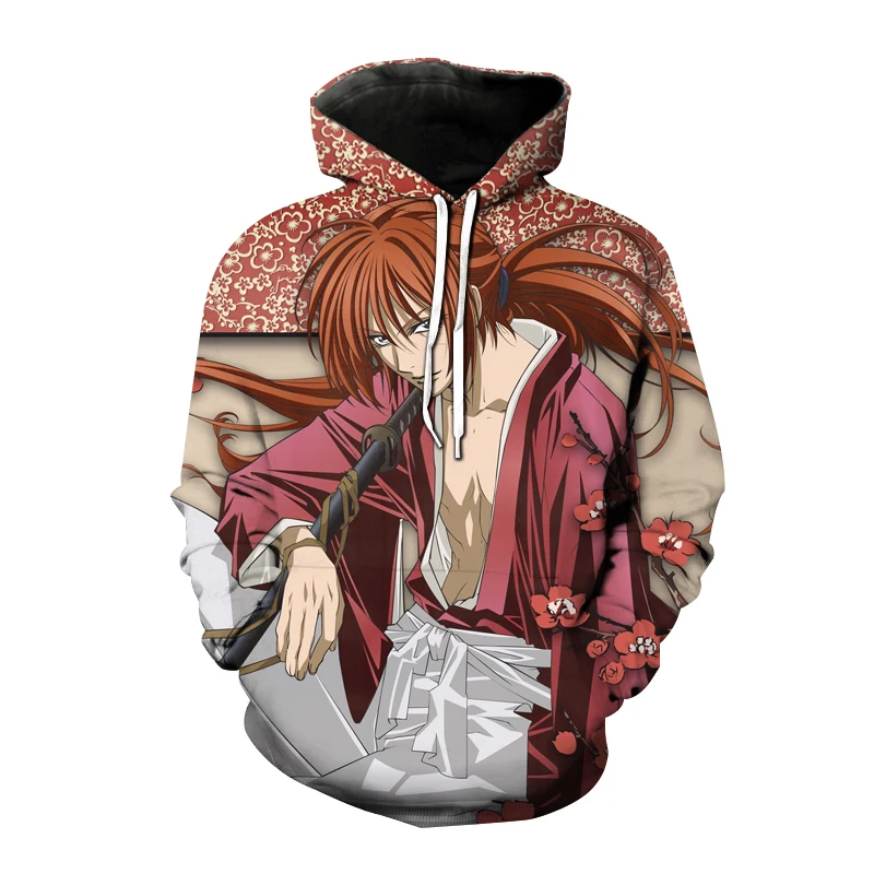 

Аниме толстовки Rurouni Kenshin с японским Самураем 3D принт Мужская Женская модная Толстовка Оверсайз Толстовка Harajuku уличная одежда унисекс
