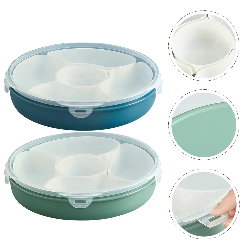 

2pcs Dish Divided Candy Nuts Catering Trays With Lids Fruit Tray With Lid Snack Tray for Nut House Snack