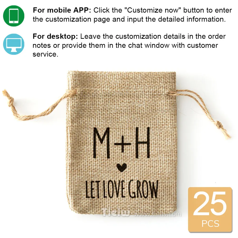 

Персонализированные сумки из мешковины Let Love Grow