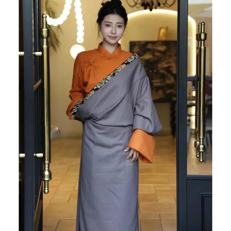 Китайский женский кружевной тибетский халат Xizang Kangba