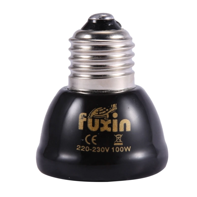 

E27 Mini Infrared Ceramic Heating Bulb Elevator Globe Lamp For Animal Reptile -Black - Black, 100W