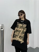 qweek harajuku letter print woman tshirts korean fashion black short sleeve tees kpop tops 2022 summer grunge streetwear punk