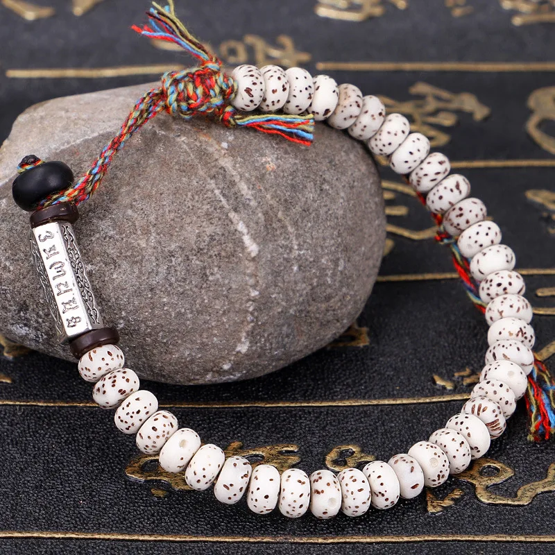 

Tibetan Buddhist Woven Natural Bodhi Beads Lucky Knot Bracelet Carved Amulet Handmade Men Women Opening Adjustable Bracelets A++