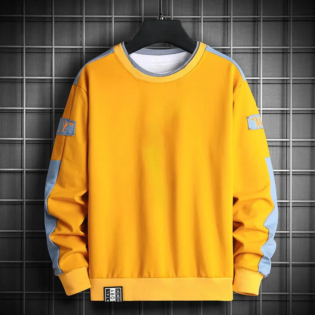 

Spring Sweatshirt Loose Elastic Cuff Cold-proof Mid Length Men Autumn Sweatshirt Winter Sweatshirt for School