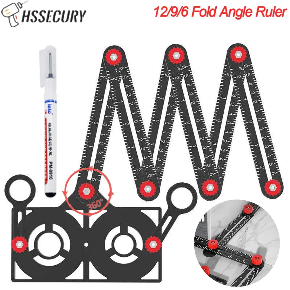 

Ruler Multi Angle Measuring Ruler Tool Ruler Perforated Mold Professional DIY Wood Tile Flooring Punch Drill Guide Tile Tools