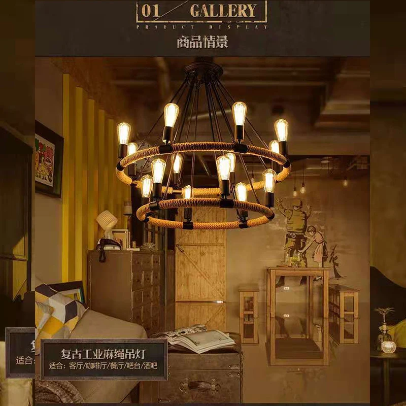 

Hula-hoop Pendant Lights American Style Rural Retro Industrial Style Lighting Fixtures Cafes Bars and Iron Art Lights60cm80cm